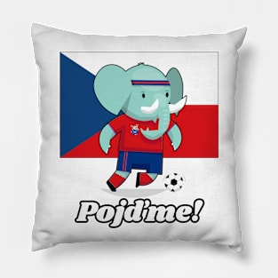 ⚽ Czech Football, Cute Elephant Kicks Ball, Pojďme! Team Spirit Pillow