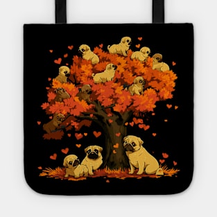 Adorable Pug Puppies & Heart Tree Tee Cute Dog Lover's T-Shirt Tote