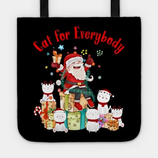 Christmas cat for everybody t-shirt | Christmas Santa cat with Santa hat t-shirt | Christmas cat lover t-shirt gift cat mom cat dad Tote