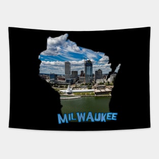 Wisconsin State Outline (Milwaukee) Tapestry