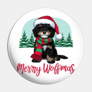 Black cavapoo maltipoo christmas dog Pin