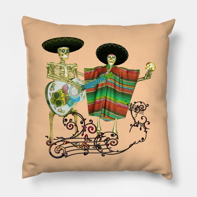 Singing and dancing sugar skeleton Pillow by Nicky2342