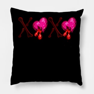 Love Bones Bloody Heart Horror Valentines Day Pillow