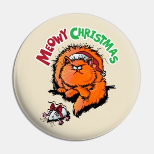 meow Christmas, funny cat design Pin