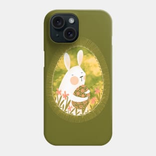 Cute white bunny with floral easter egg decoration, version 7 Phone Case