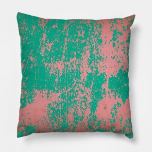 Pink green grunge Pillow