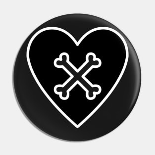 Cross Bones in Heart Pin