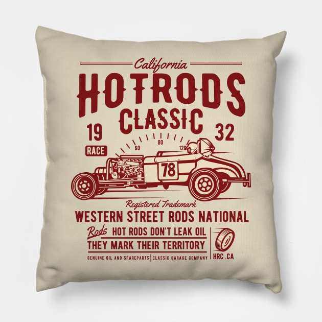 Hot Rods Classic Pillow by lionkingdesign