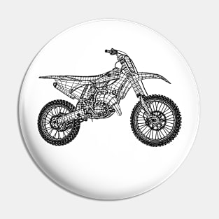 YZ 125 Motorcycles Blueprint Sketch Art Pin