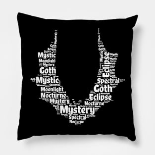 Nocturnal Mystery: A Goth-Inspired Word Art Tee Pillow