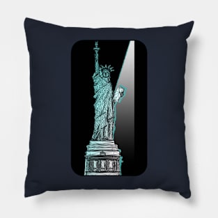 Statue of Liberty Spotlight Wireframe Pillow