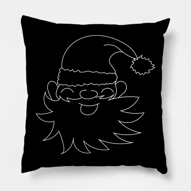 Happy santa claus contour drawing white Pillow by Cute-Design