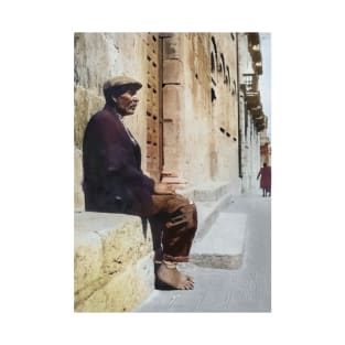 Italy, San Severo. Man Sitting Near a Church, 1944 T-Shirt