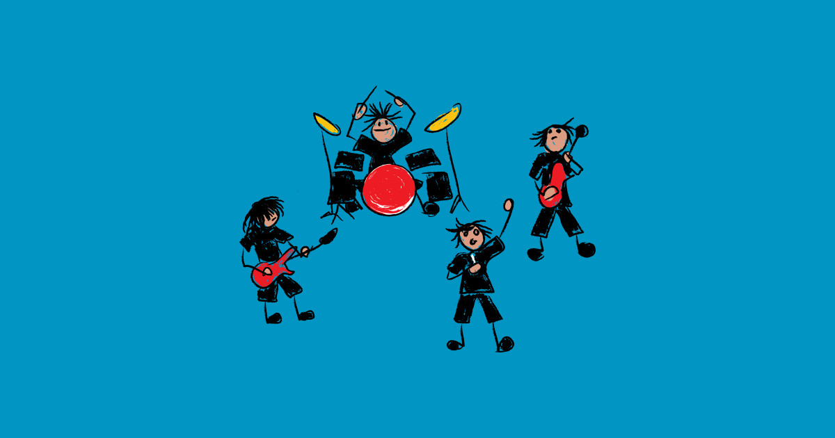 Stick figure Rock Band - Band - T-Shirt | TeePublic