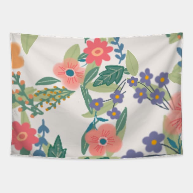 Spring Floral Art Tapestry by Frothy Sloth