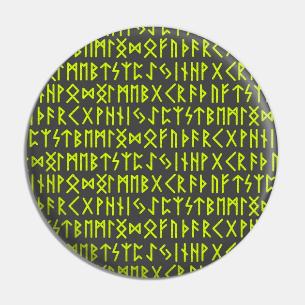 Green nordic runes pattern Pin by Drumsartco