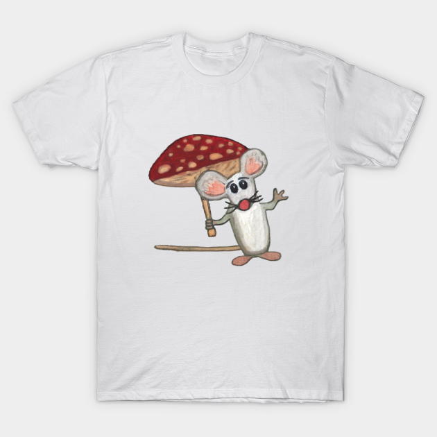 Discover Mouse with Mushroom Umbrella - Cute Mouse - T-Shirt