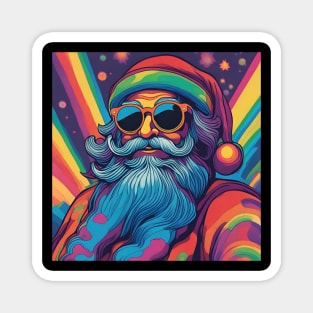 Funky Psychodelic Santa Christmas Colourful block art bold print Magnet