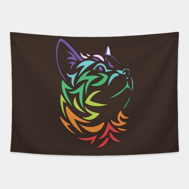 Colorful Cat Tapestry by Pop on Elegance