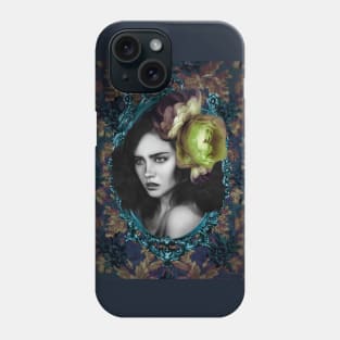 Green Vintage flower Victorian Portrait Contemporary Digital Art Phone Case