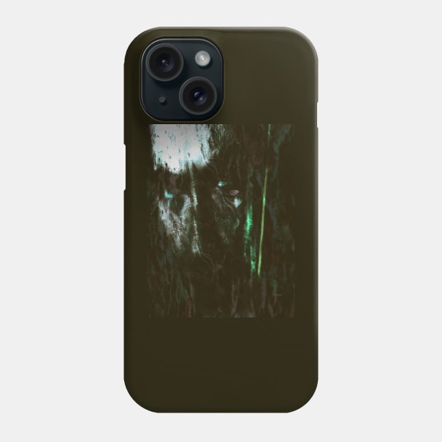Special processing. Consciousness, king, emerging from dark water. Serious men's face, around waves. Green. Like steel. Phone Case by 234TeeUser234