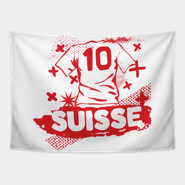 Vintage Swiss Football // Retro Grunge Switzerland Soccer Tapestry by SLAG_Creative