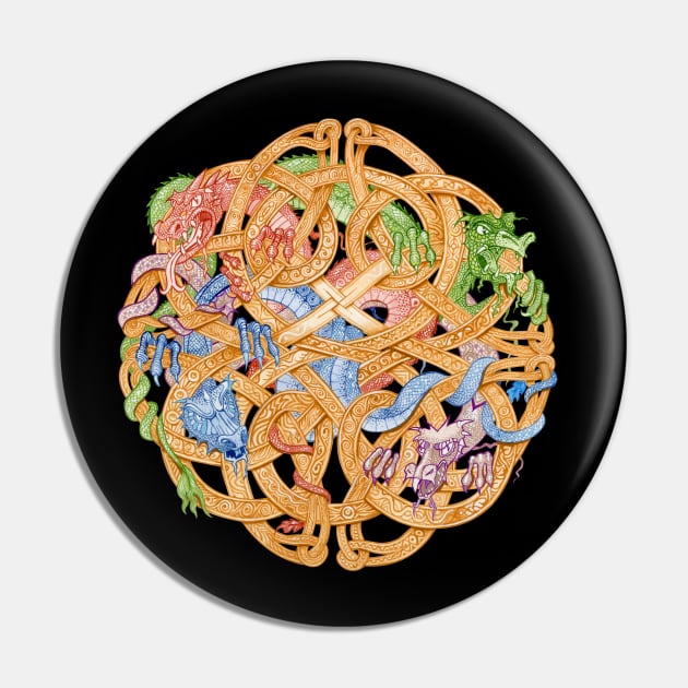 Dragons with Celtic Knot Pin by MichaelaGrove