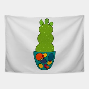 Cute Cactus Design #124: Curvy Cactus In Retro Pot Tapestry