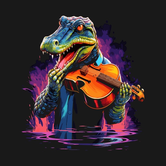 Alligator Playing Violin by JH Mart