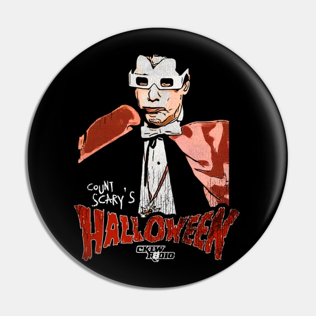 Count Scary's Halloween 80s Horror Movie Radio Host Pin by darklordpug