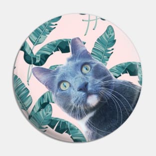 Summer of Roger the Cat Pastel Pink Palm Leaves Pin