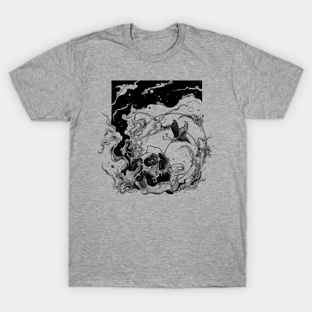 Skull and colibri - Illustration - T-Shirt | TeePublic