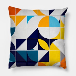 Bright Colorful Patterns Tile Pattern Squares Triangles Curves Circles Pillow