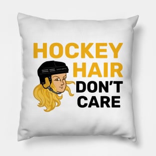 Hockey Hair Don't Care Blonde Pillow