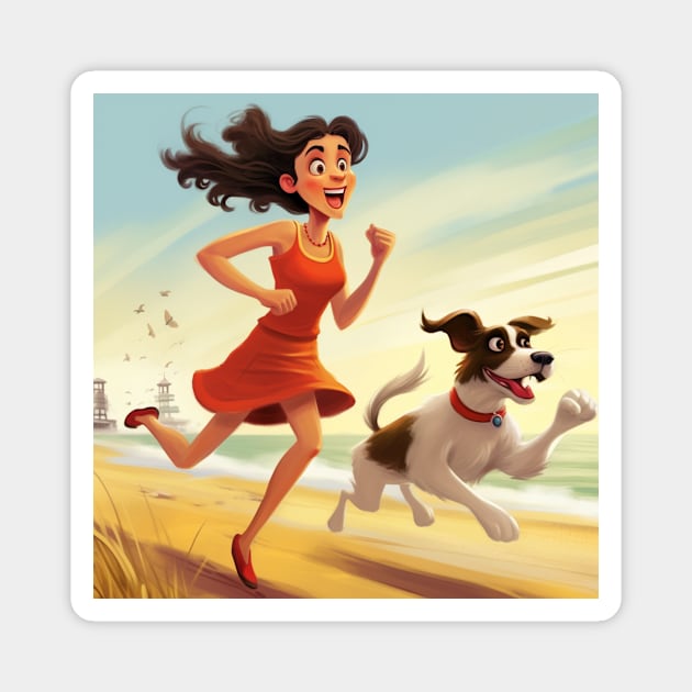 Running on the Beach with her pal Magnet by Liana Campbell