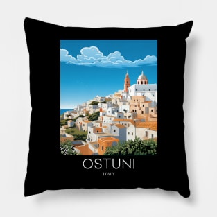 A Pop Art Travel Print of Ostuni - Italy Pillow