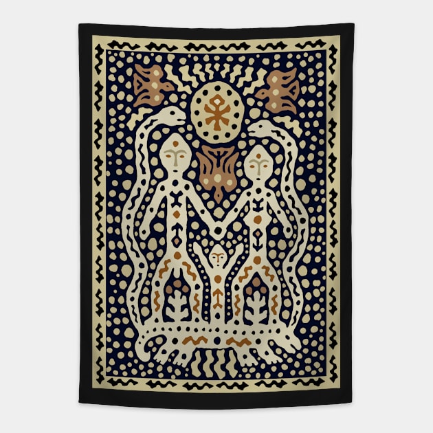 Adam and Eve in Garden of Eden Tapestry by Esprit-Mystique