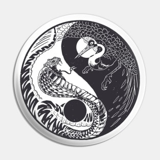 Yin And Yang Snake Vs Crane Design Pin