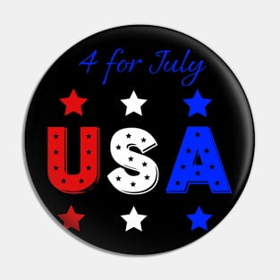 4 for July Independence Day Pin