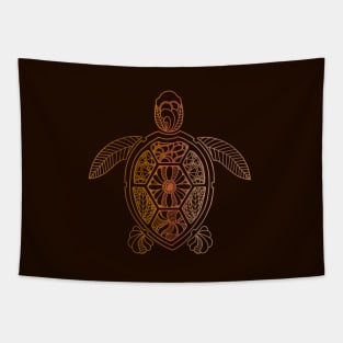 Brown Turtle Doodling Tapestry
