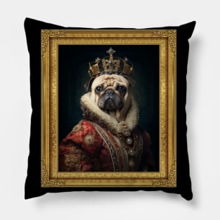 Pug - Medieval Queen (Framed) Pillow