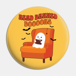 Read Banned Books Cute Kawaii Halloween Ghost Pin