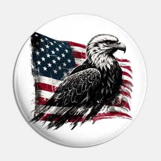 USA Flag with Bald Eagle Pin