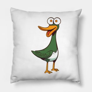 Silly Green Duck Art Pillow