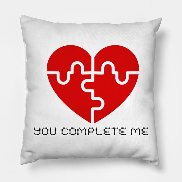 You Complete me Red Heart Puzzle Valentines Tee Shirt Pillow by PodX Designs 