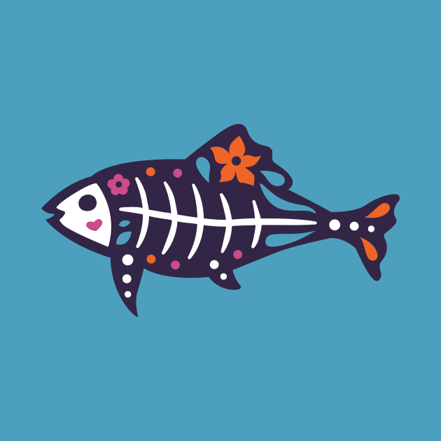 Colorful Day of the Dead Fish | Dia de los Muertos Pescado by SLAG_Creative