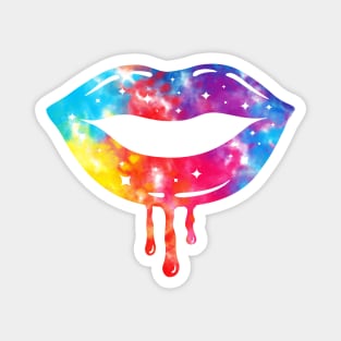 Tie Dye Colorful Rainbow Dripping Lips Magnet