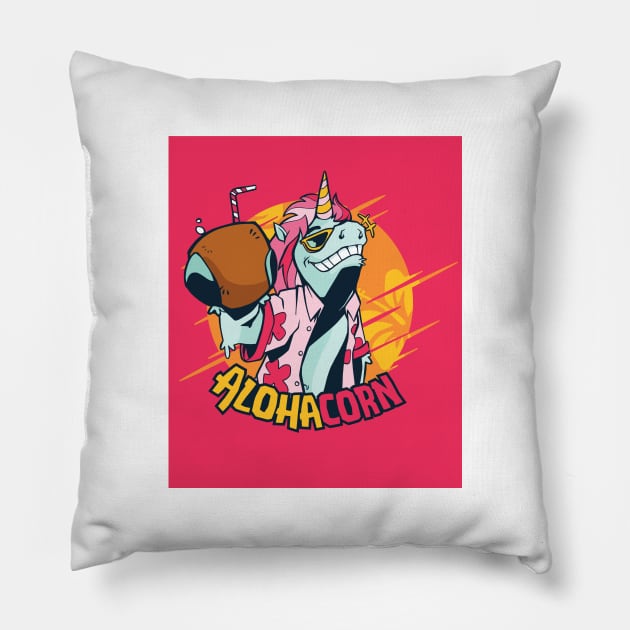 Aloha hawaiian Unicorn hawaiian cool design Pillow by Midoart