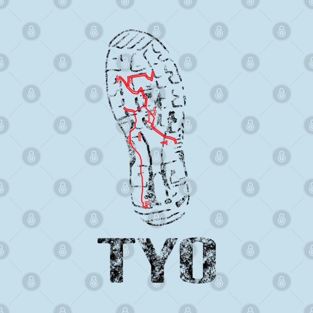 Tokyo Runner Route City Beats Shoe Print | Tokyo 26.2 by Bored Imagination Pop Art Absurdities 