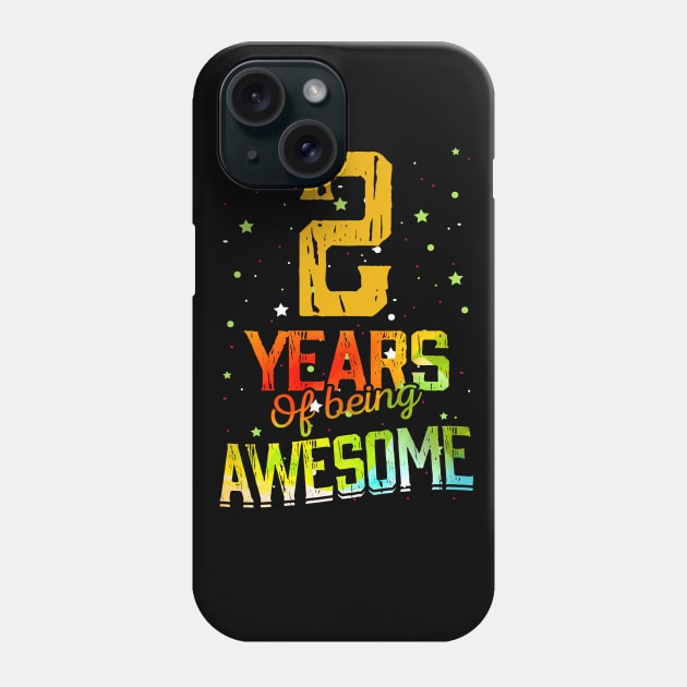 2nd Anniversary Gift Vintage Retro 02 Years Of Being Awesome Gifts Funny 2 Years Birndday Girl Boys Kids Phone Case by nzbworld